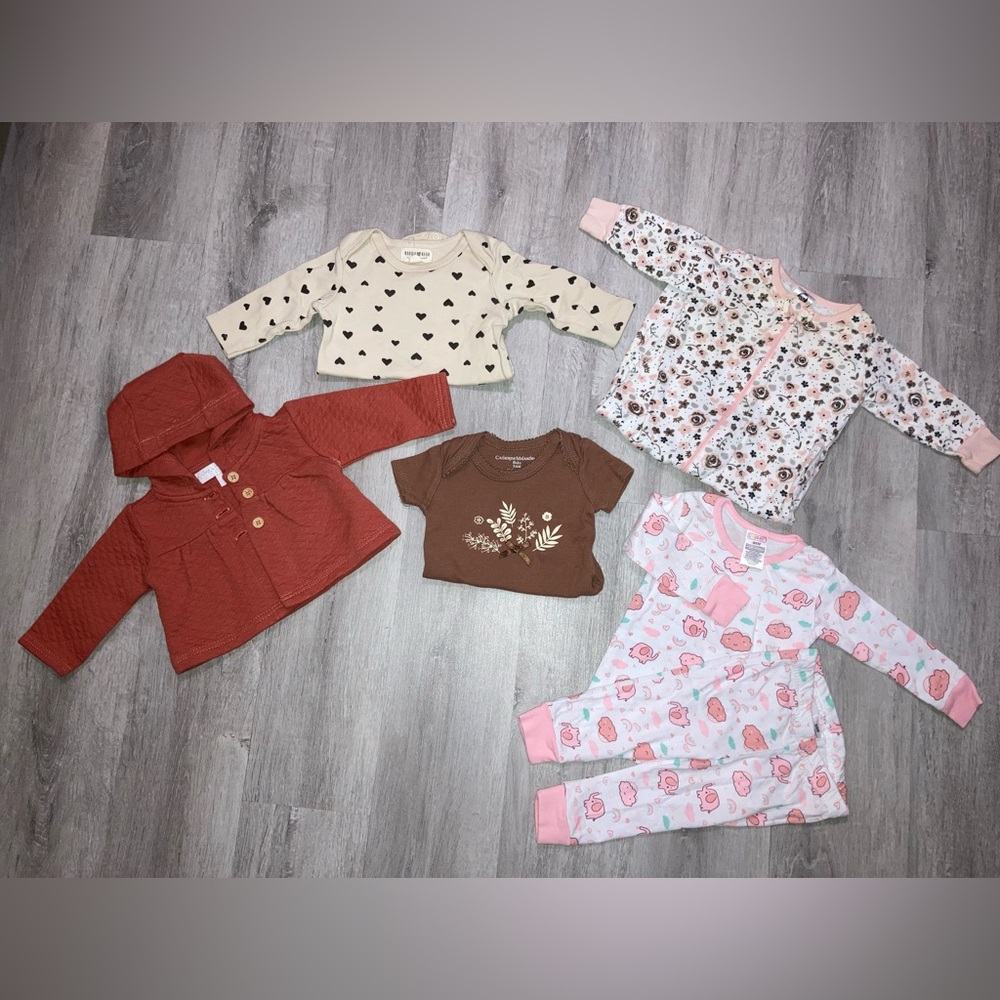3-6 Month Baby Clothes Bundle- Pajamas, Onesies, and Jacket
